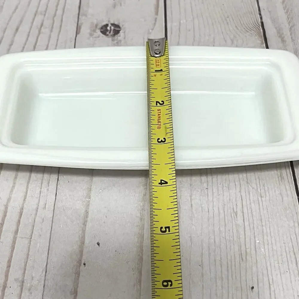 Vintage Pyrex 72-B Woodland 2 Pc Butter Dish Set w/ Lid Milk Glass Rectangle MCM
